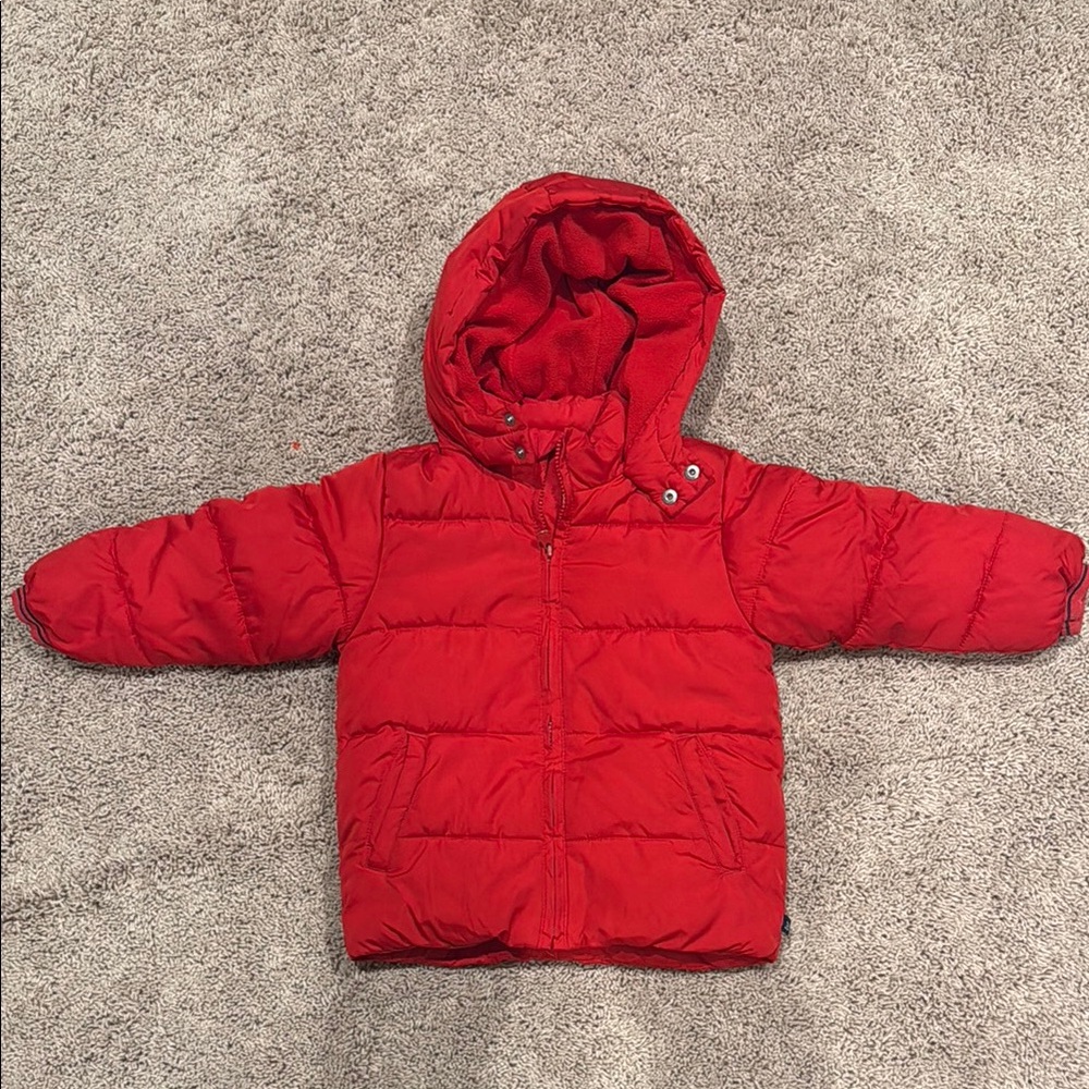 Gap Kids Red Hooded Puffer Jacket-size 4